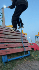 Woman plays at playground in Chaikovsky, Russia