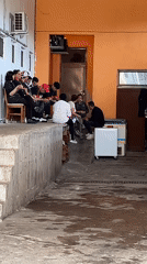 Group gathers for outdoor socializing in Nesebar, Bulgaria