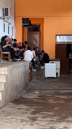 Group gathers for outdoor socializing in Nesebar, Bulgaria
