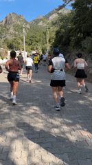 Group of runners spotted on cobblestone road in Fethiye