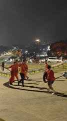 Night scene captured at Da Lat lake with reflective lights