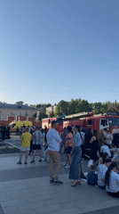 Fire trucks draw crowds near Kazan Art Centre