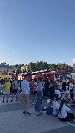Fire trucks draw crowds near Kazan Art Centre