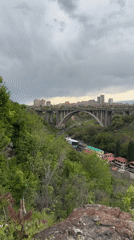Elevated cityscape views captured in Yerevan under cloudy skies