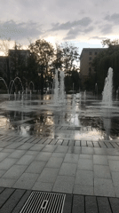 Public fountains draw visitors to Kharkiv plaza