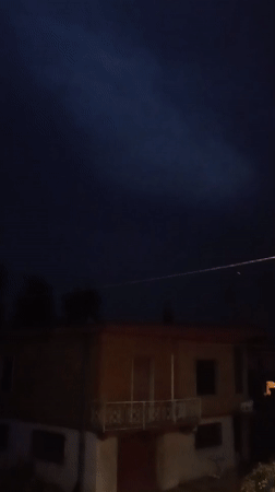 Lightning storm rolls through Viadana on a summer night