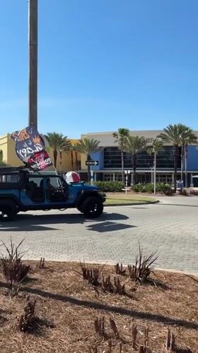 Decorated blue Jeep spotted driving through Panama City Beach