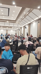 Large indoor space converted into temporary emergency shelter