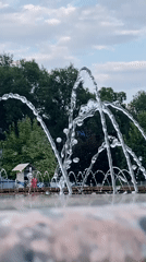 Afternoon at a fountain park in Chaikovsky, Russia