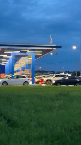 Yekaterinburg at dusk: gas stations, a circus tent, evening streets