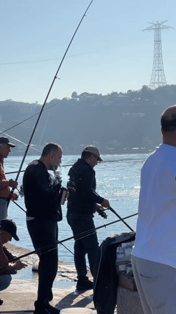 Fishing and architecture along Beşiktaş waterfront