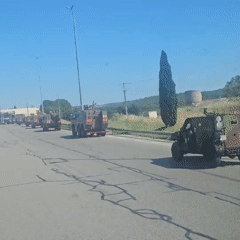 Military convoy observed traveling through Lançon-Provence, France