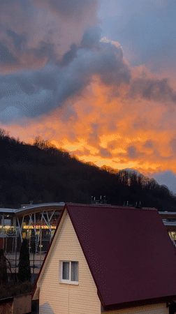 Dramatic sunset captured across Russian mountain resort towns