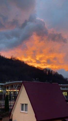 Dramatic sunset captured across Russian mountain resort towns