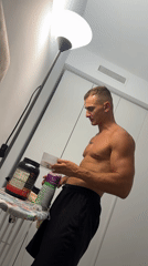 Poolside night views and protein shake prep in Finestrat