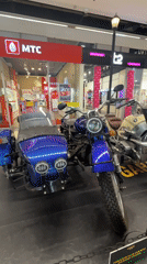 Shopping mall motorcycle display visit documented in Saint Petersburg