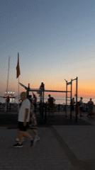 Sunset to nightfall along Alanya's lit-up promenade
