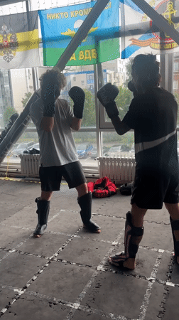 Men practice martial arts in Perm facility early morning