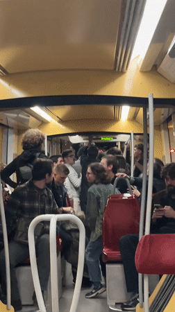Crowded evening tram service observed in Strasbourg
