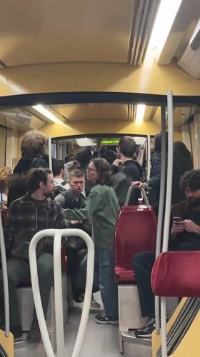 Crowded evening tram service observed in Strasbourg