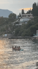 Sunset over Bar's pebble beach, Adriatic coast, Montenegro