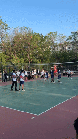 Morning volleyball game and street activity in Zhongtun, China