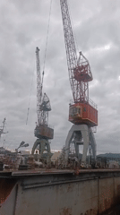 Rusted ship being dismantled at Nakhodka dry dock