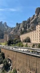 Easter picnic celebration documented near Montserrat Abbey in Spain