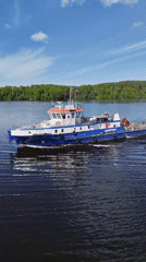 Blue tugboat spotted crossing Russian waters June 4