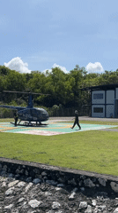 Helicopter takeoff observed at Indonesia aviation facility