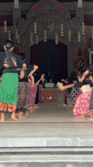Young dancers rehearse traditional Balinese performance in Ubud temple