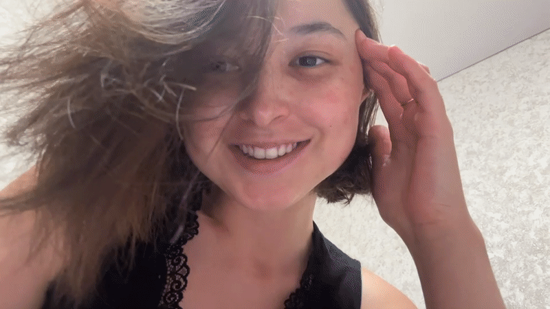 Woman recorded in close-up video footage in Kuyeda