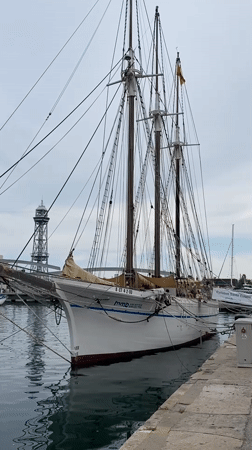 Harbor activity captured around Barcelona waterfront Saturday afternoon