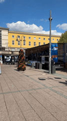 Street band performs on truck stage in Fulda