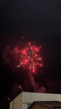 Fireworks display lights up night sky in Gabrovo, Bulgaria