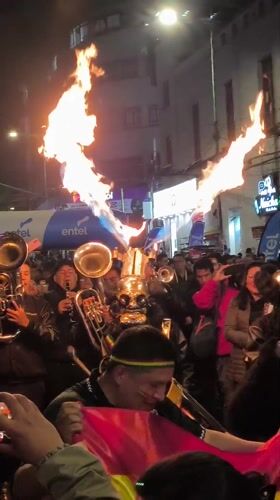 Nighttime street celebrations and activities across La Paz Bolivia