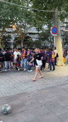 Barcelona fans gather in streets for soccer celebration