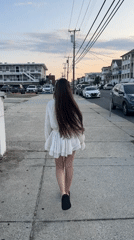 Ocean City streets at dusk, beach towels and crosswalks