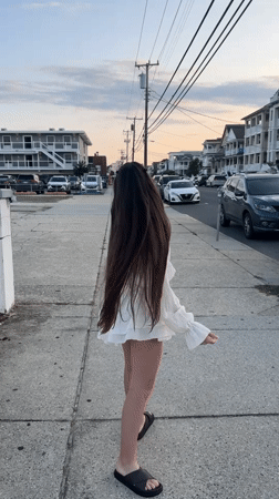 Ocean City streets at dusk, beach towels and crosswalks