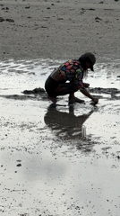 Beach exploration and yard work documented in Ko Phangan