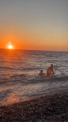 Sunset hour on Sochi's Black Sea pebble beach