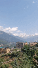 Mountain town scene in Mujuri, Himachal Pradesh