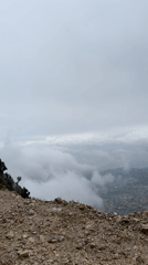 Dense fog blankets valley view in Fethiye, Turkey