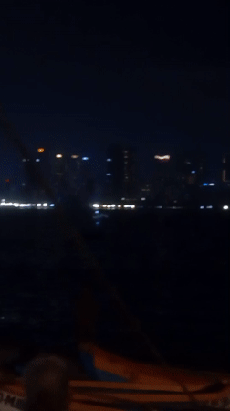 Evening waterfront activity documented near Mumbai's Bandra-Worli Sea Link