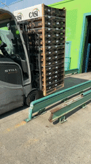 Forklift operates at Barcelona warehouse loading bay Tuesday morning