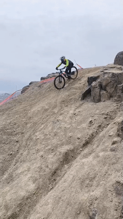 Mountain bikers tackle rocky terrain near Trujillo, Peru