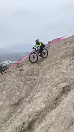 Mountain bikers tackle rocky terrain near Trujillo, Peru
