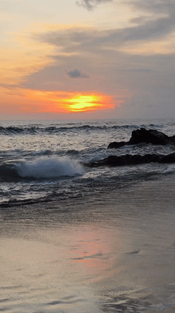 Beach sunset and flip-flop display captured by witnesses