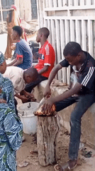 Food preparation observed in outdoor setting in Nigeria