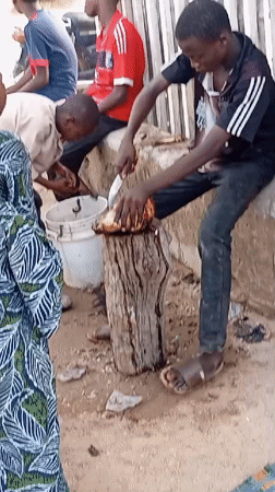 Food preparation observed in outdoor setting in Nigeria